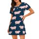 thumbnail image 1 of Disketp Pig 1 para Camisón Corto de Manga Corta para Mujeres, Camisón Cómodo con Escote Redondo, Bonito y Confortable, 1 of 6