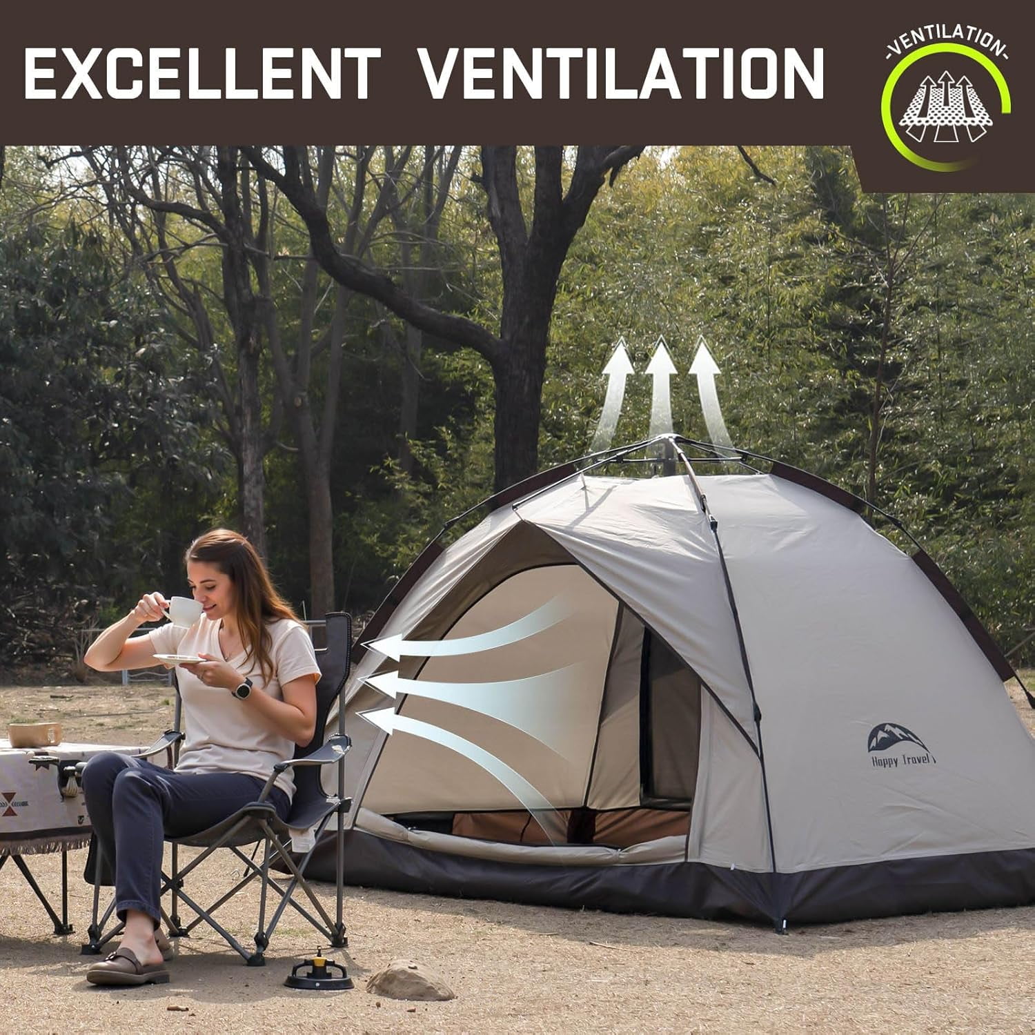 Tent for Camping, Waterproof Family Dome Tent with Easy Setup for Hiking and Traveling