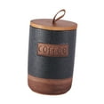 thumbnail image 1 of Recipiente hermético de cerámica para almacenamiento, creativo y decorativo con tapa de madera. café, 1 of 9