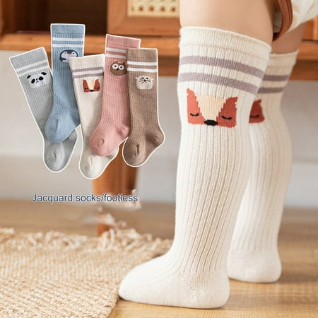 

MyBeauty 1 Pair Toddler Socks Skin-friendly Wear Resistant Cotton Newborn Knee Long Cute Socks for Home Pink S