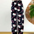 thumbnail image 5 of Hello Kitty Pajama Pants for Women,Kawaii Flannel Pajamas,Cartoon Plush Pj Pants,Cute Anime Pajama Bottom, Family Pajamas Matching,Pink Black M, 5 of 8