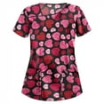 thumbnail image 2 of New Year New You! Snorda Womens Nursing Scrub Tops Valentine's Day Love Heart Printed Working Uniform Short Sleeve V-Neck Workwear Blouse T-shirt with Pockets, 2 of 4