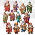 thumbnail image 4 of Colorful Santa Decorative Wooden Clip-on Ornaments Set of 12 by G. Debrekht - Christmas Decor - 8090050C-S12, 4 of 9