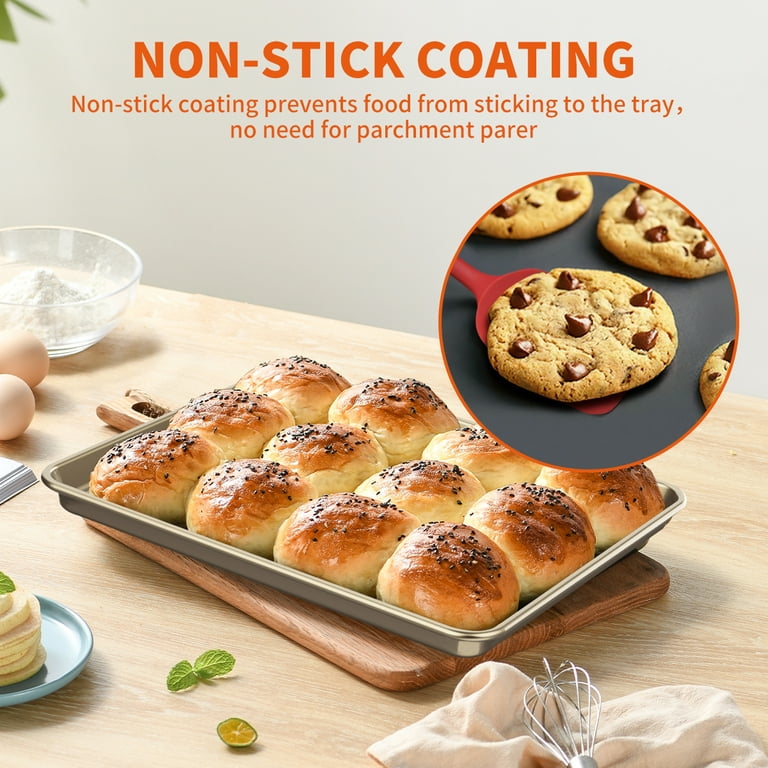  Baking Pan Set, 15 Piece Premium Nonstick Bakeware Sets BPA  Free, Cookie Sheets Nonstick Steel Baking Sheets for Oven with Muffin Pan,  Cake Pan & Kitchen Utensils - Black: Home 