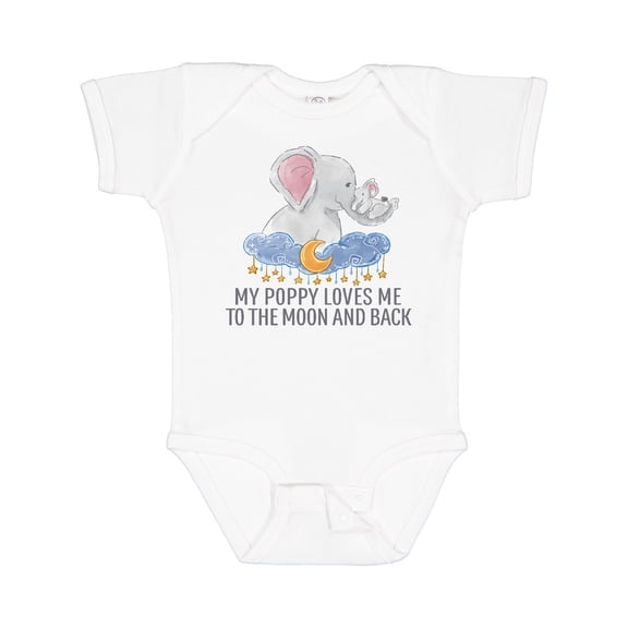 Inktastic My Poppy Loves Me to the Moon and Back Elephants in Clouds Boys or Girls Baby Bodysuit