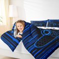 thumbnail image 5 of Feelyou Futuristic Gamepad Boys Bedding Comforter Set, Neon Blue Honeycomb Abstract Twin Comforter Sets, Modern Video Game Reversible Bedding Set, Lightweight Room Decor, 2-Piece, 5 of 9