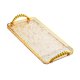 thumbnail image 2 of Bandeja rectangular para servir, organizador de encimera, bandeja para guardar joyas y platos de frutas. Borde dorado ámbar., 2 of 9