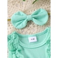 thumbnail image 5 of Bslissey Baby Girls Sleeveless Romper Dress Lace Patchwork Shamrock Print Jumpsuit with Bow Headband Newborn Infant Cute Bodysuit Dress for Spring Summer 0-18 Months, 5 of 9