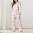 thumbnail image 6 of Rateoe Pink Checkboard Pattern Womens Pajamas Set Long Sleeve Sleepwear Button Down Nightwear Soft Cotton Pj Lounge Sets, 6 of 9