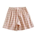 thumbnail image 2 of Simua Women's Plaid Washed Cotton-Like Shorts | Elastic Waist Drawstring Casual Shorts for Summer Beach & Lounge Wear, 2 of 7