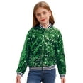 thumbnail image 3 of Manyakai Girls Sequin Bomber Jacket Sparkle Zipper Baseball Jackets for Hip Hop Green 14, 3 of 7
