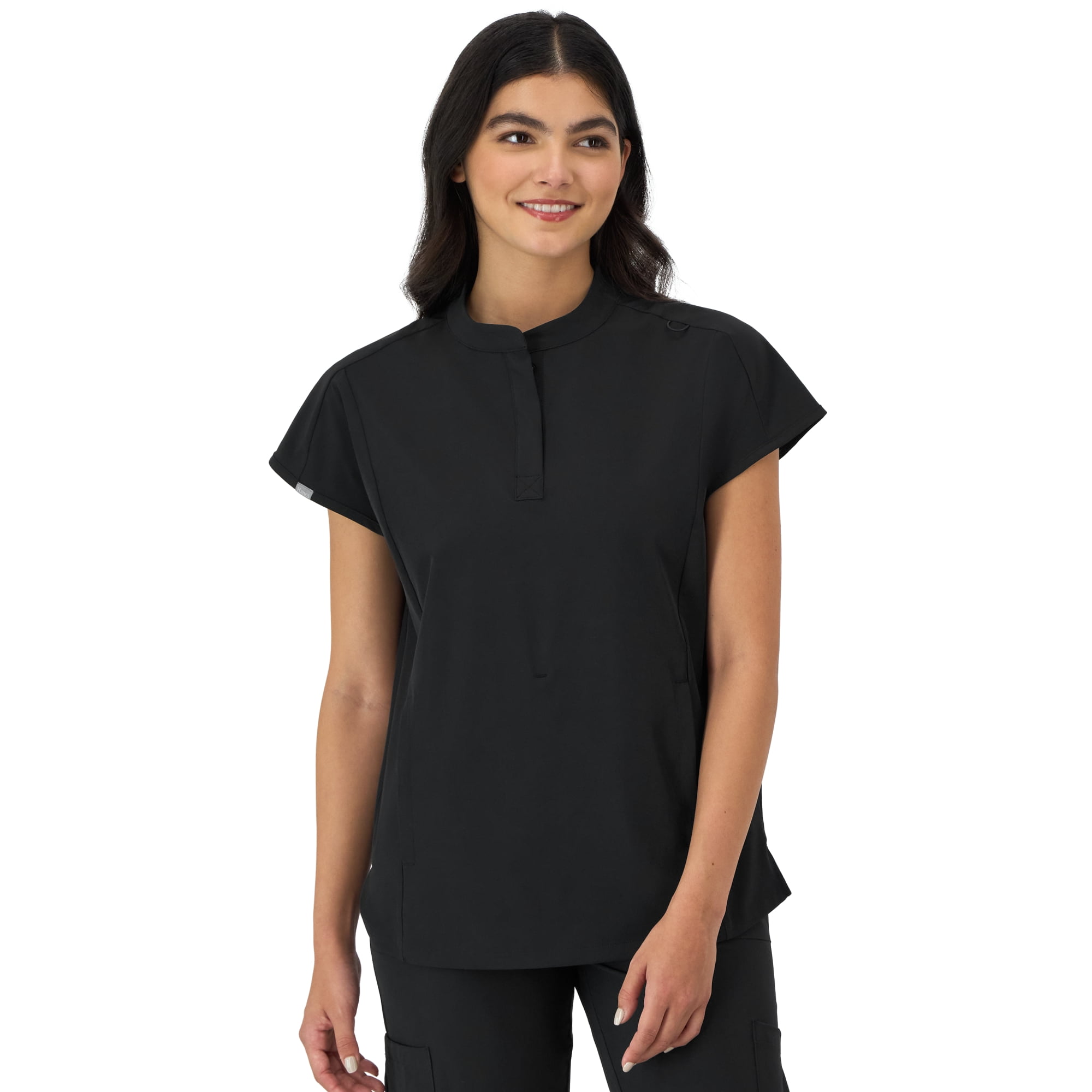 Hanes Women's Scrubs Mandarin Collar Scrub Top, Comfort Fit, Kangaroo Pocket, Sizes XS-3XL