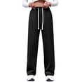 thumbnail image 5 of Sweatpants Jeans for Women Wide Leg High Waisted Baggy Pants Straight Leg Denim Pants Stretchy Trousers with Pockets Perfect for Gym Sessions Coffee Runs Black L, 5 of 7