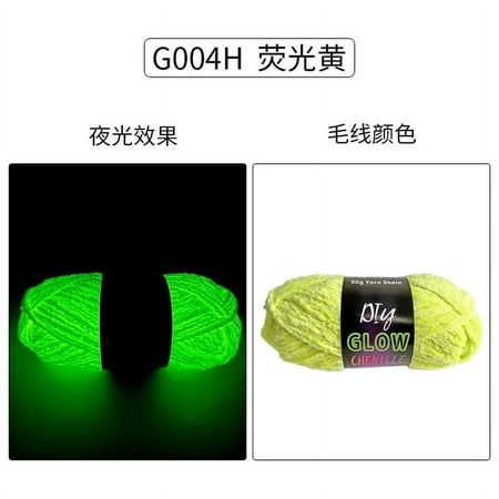 Firefly Hope 100G 76.5 Yard/Roll Glow Sewing Craft Yarn, 2 Roll Luminous Chenille Yarn for DIY Arts, Knitting & Crocheting Supplies,Fluorescent Yellow