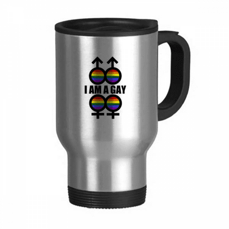 

I Am A LGBT Rainbow Travel Mug Flip Lid Stainless Steel Cup Car Tumbler Thermos