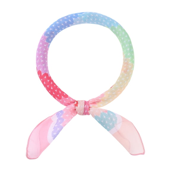 INSPIRE CHIC Women's Rainbows Bowknot Printed Scarves, 21.7x21.7" Small Square Blended Cotton Gauze Headscarf 21.7x21.7" Rainbow-1