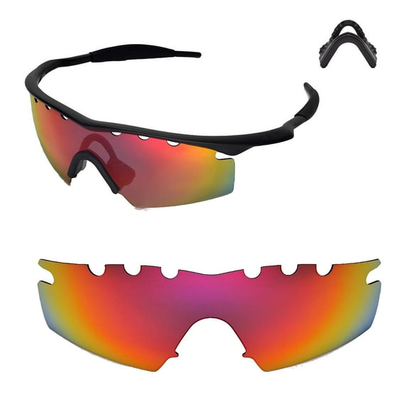 Walleva Fire Red Polarized Vented Replacement Lenses And Black Nosepad For Oakley M Frame Strike Sunglasses
