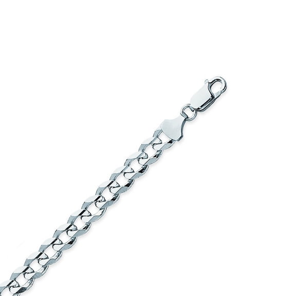 Sterling Silver 8.4m Concave Open Comfort Curb Chain Necklace Lobster Lock Closure - 24 Inch