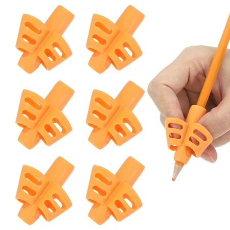 Uxcell 6 Pcs 2 Fingers Handwriting Pencil Grippers, Orange