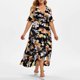 thumbnail image 1 of Puntoco Vestido Irregular Con Estampado Bohemio Informal De Talla Grande Para Mujer Negro Xxl,Regalos Para Mujer Joven, 1 of 3