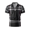 thumbnail image 5 of WREESH Men's Striped Sports Henley Shirts Pullover Zipper Short Sleeve Top with Collar Striped Top for Athletic Style Black, 5 of 6
