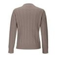 thumbnail image 4 of Women's Cable Knit Sweater V Neck Long Sleeve Pullover Top Lightweight Soft Business Casual Fall Outfit Brown XL, 4 of 6