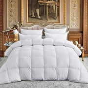 Luxurious Full/Queen Size Goose Down Comforter Duvet Insert, Exquisite Dobby Checkered Design, 1200 Thread Count 100% Egyptian