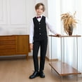 thumbnail image 7 of Boys Gentlemen Tuxedo Suit 6 PCS Wedding Ring Bearer Outfits Blazer Dress Shirts Pants Vest Pocket Squares Dresswear 13 Years, Black, 7 of 7
