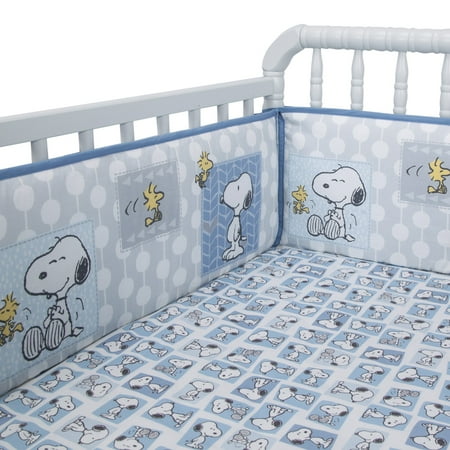 Bedtime Originals Peanuts Forever Snoopy 4 Piece Crib Bumper Blue