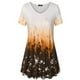 thumbnail image 2 of Camiseta de mujer Blusa informal con estampado degradado Vestido suelto con cuello en V, Naranja, L Advancent AP001902-35, 2 of 4