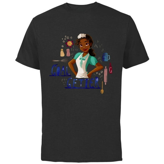 Disney Princess Tiana Beignet Baker Goal Getter - Short Sleeve Cotton T-Shirt for Adults - Customized-Black