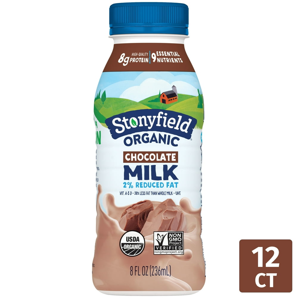 Stonyfield Organic Chocolate 2 Reduced Fat Milk, Shelf Stable, 8 fl oz, 12 ct