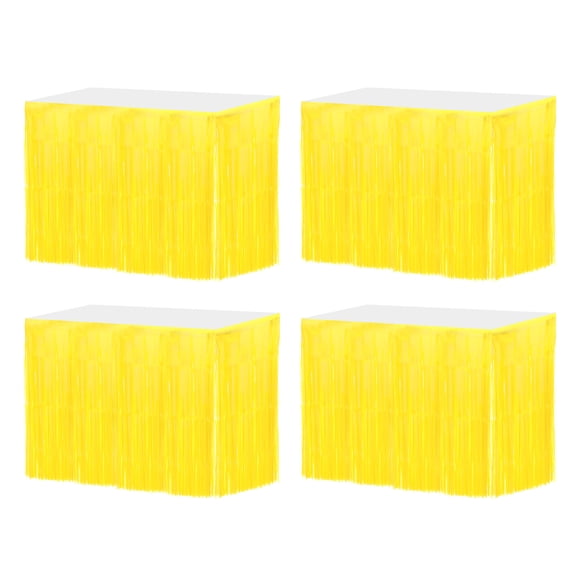 Faldas de Mesa de Tinsel con Flecos de Foil Metálico Uxcell para Fiesta Amarillo Claro