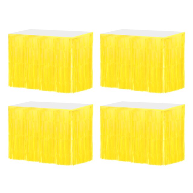 Faldas de Mesa de Tinsel con Flecos de Foil Metálico Uxcell para Fiesta Amarillo Claro