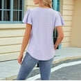 thumbnail image 5 of Women'S Tunic Tops Loose Fit Short Sleeve Shirts Crew Neck Summer Casual Tops Purple S, 5 of 9
