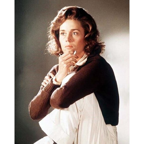 Jane Fonda seated pose holding cigarette 1977 Julia 5x7 photo