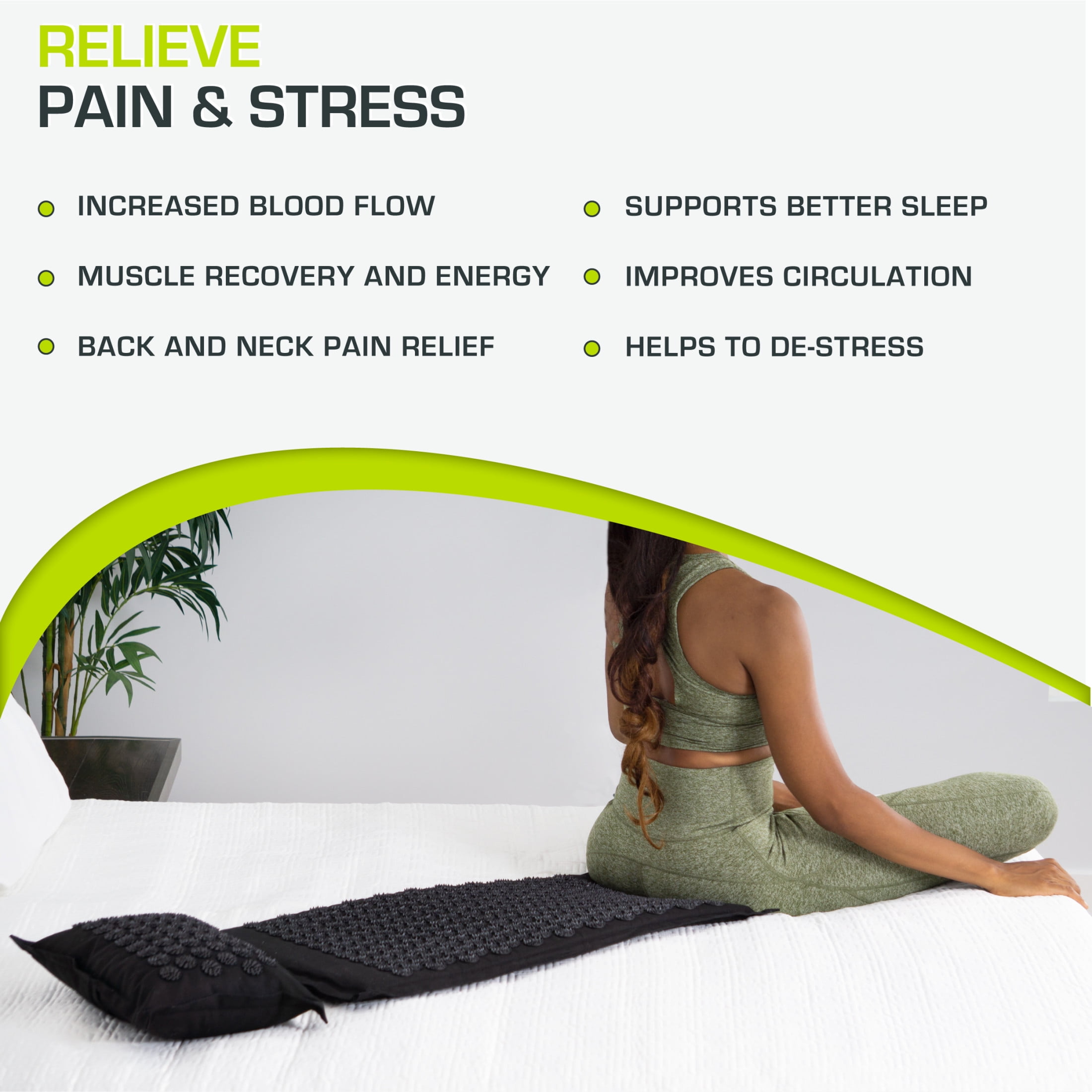 ProsourceFit Ki Acupressure Mat and Pillow Set for Relieving Back/Neck Pain