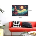 thumbnail image 5 of 16x24 inch Canvas Picture Snowy Night Christmas Tree Poster,Farmhouse Yard Garden,Living Room,Office,Bar Decor Wall Art Canvas Prints,Cartoon Christmas Tree Painting&nbsp;Wall Art,For Cafes,Lounge, 5 of 6