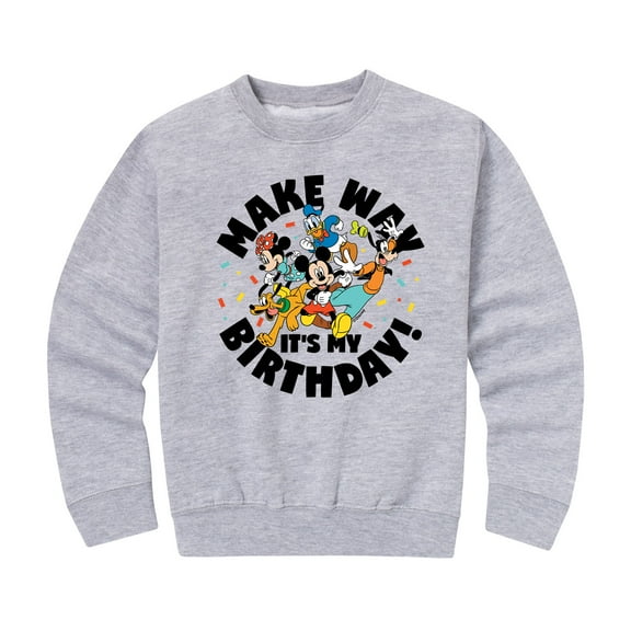 Mickey & Friends - Make Way It's My Birthday - Toddler And Youth Crewneck Fleece Sweatshirt
