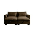 thumbnail image 5 of Corduroy Two-Seater Sofa with 2 Storage Footrest, 2 Seater Sectional  deep seat sofa,Comfy Couches for Living Room ,Brown Sofa, 5 of 8