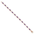thumbnail image 3 of Gem Stone King 18K Rose Gold Plated Silver Purple Amethyst and White Moissanite Tennis Bracelet for Women (6.31 Cttw, Gemstone Birthstone, Oval 6X4MM, 6.5 inch), 3 of 5