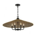 thumbnail image 2 of Farmhouse 6-Light Pendant with Matte Black Metal Work with Natural Rattan Shade 30 inches W X 14.63 inches H Bailey Street Home 159-Bel-4487660, 2 of 4