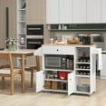 thumbnail image 2 of Gymax Kitchen Island Cart w/ Drop-Leaf & Power Outlet Microwave Shelf Wine Rack Drawer White, 2 of 10