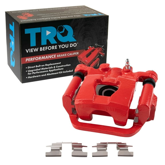 TRQ Rear Left Brake Caliper w/Bracket Performance Red Drivers Side Compatible with 2002-2018 Nissan Altima 2003-2007 Maxima