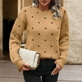 thumbnail image 2 of successthop Knitted Sweaters Women Long Sleeve Outwear Crewneck Stylish Pullover Tops Ribbed Cuff Polka Dots Clothes M, 2 of 5