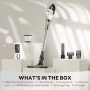 Cordless Vacuum Cleaner, 12000 Pa Powerful Stick Vacuum with Brushless Motor, LED Touch Display, 30 Mins Long Runtime, Self-Standing Lightweight Vacuum for Hard Floor Carpet Hair, Gray