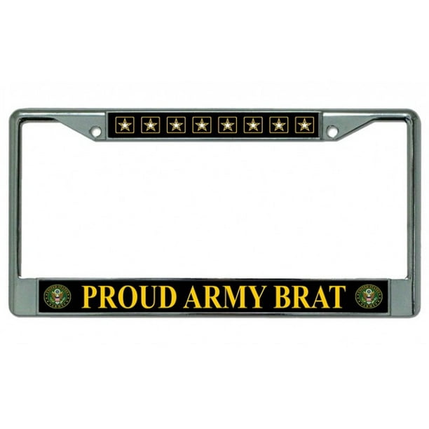 Fier Armée Brat Chromé License Plaque Cadre