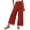 Red, variant on Yungyresw Womens Wide Leg Palazzo Pants Lace Hem Elastic Smocked Waist Casual Pants Lightweight Straight Trousers With Pockets Deep Green L