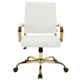 thumbnail image 4 of LeisureMod Benmar Home Leather Office Chair with Gold Frame, Modern Executive Desk Chair for Office and Home - White, 4 of 9