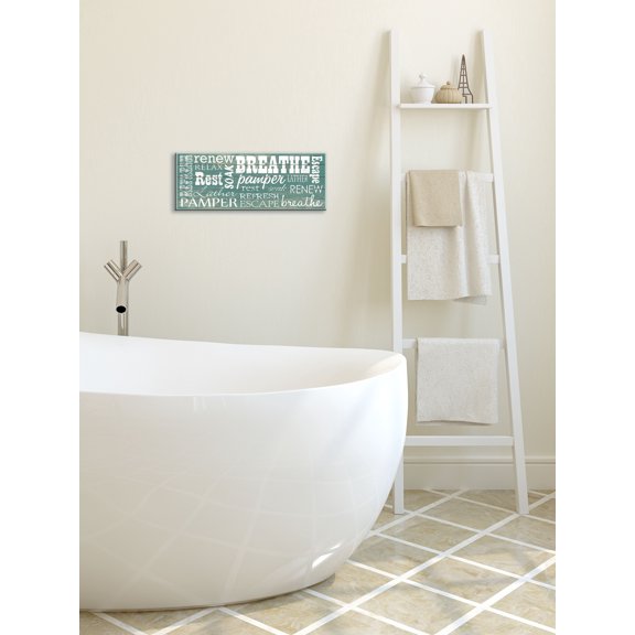 Gango Home Decor Casual Bathroom Typography; One 20x8in Hand-Stretched Canvas